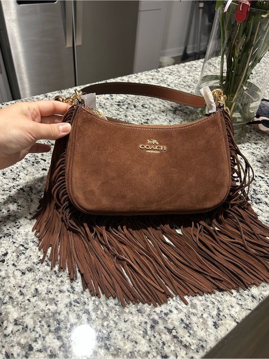 Coach Handbags - Coach Chestnut Brown Suede Fringe Shoulder Bag